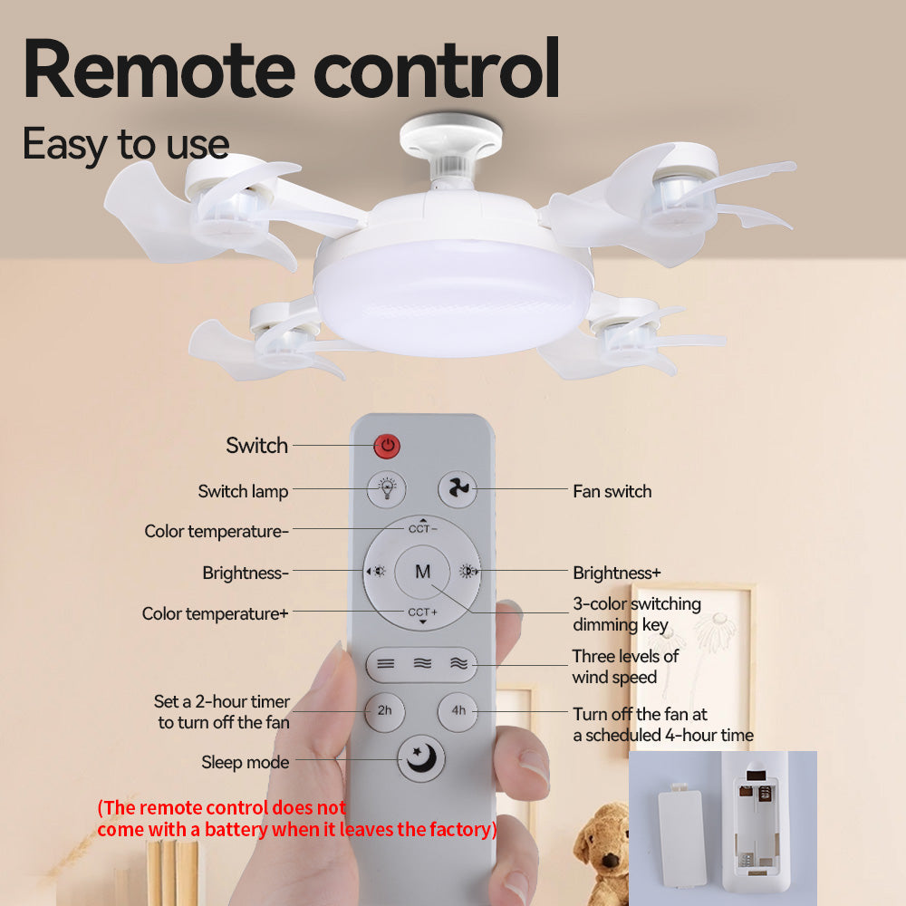 Ventilateur Plafonnier LED Pliable 4-en-1