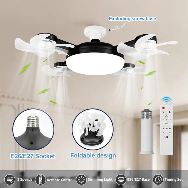 Ventilateur Plafonnier LED Pliable 4-en-1
