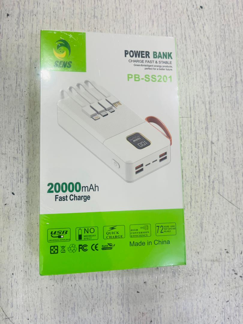 Power Bank SENS PB-SS201 20000mAh avec Câbles Intégrés